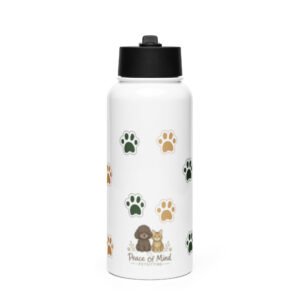 "P.O.M Paws" Stainless steel water bottle with a straw lid